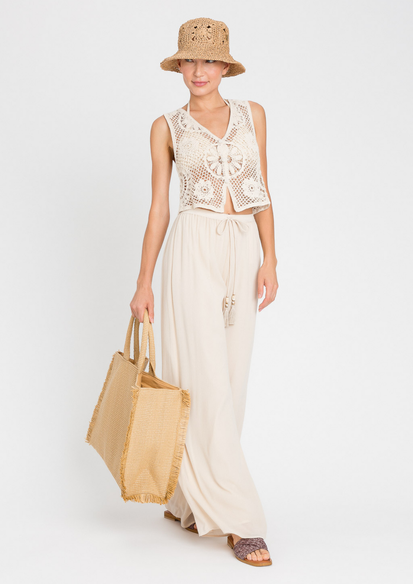 Calça palazzo em creponne Twinset