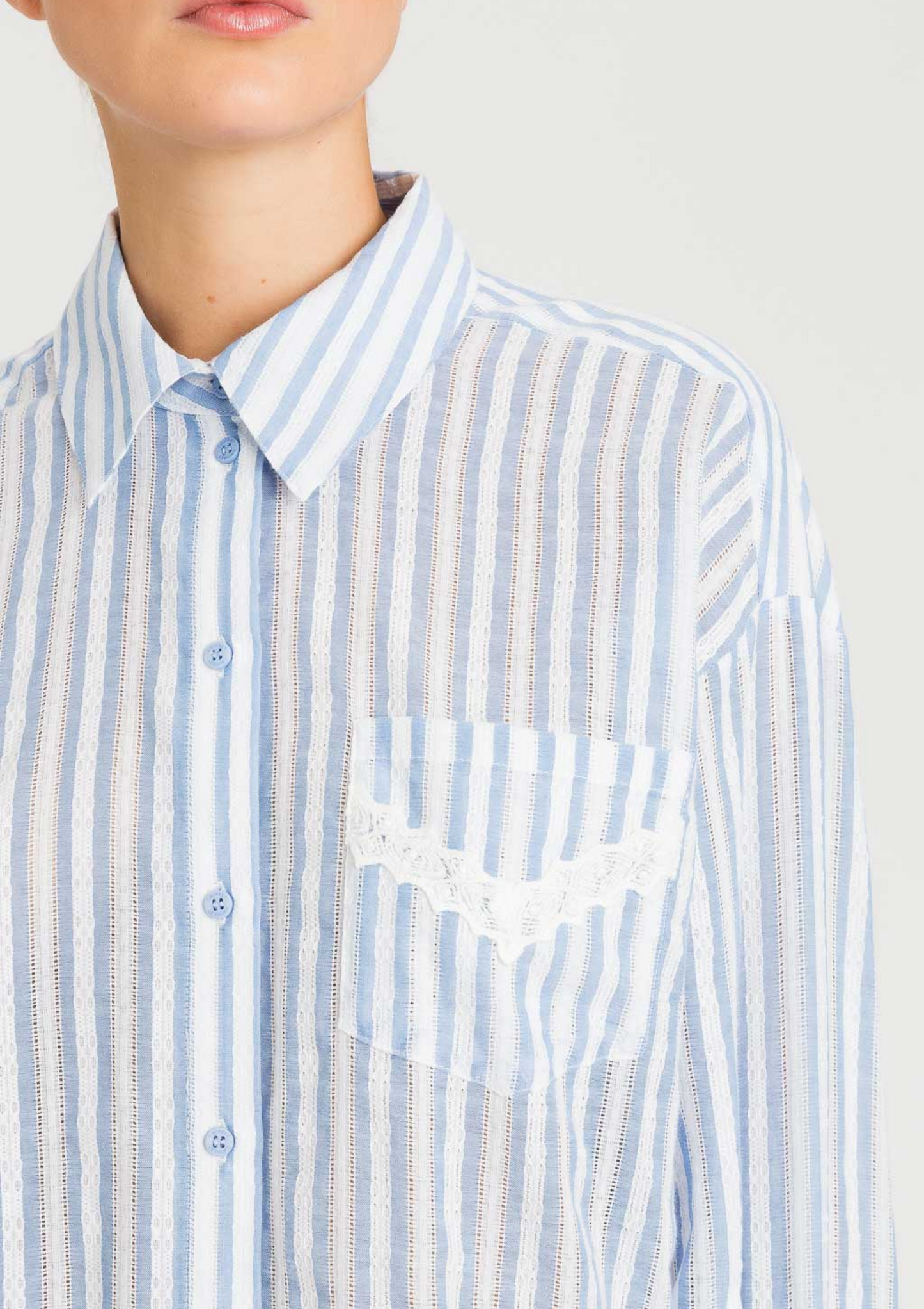 Camisa jacquard com macramê Twinset