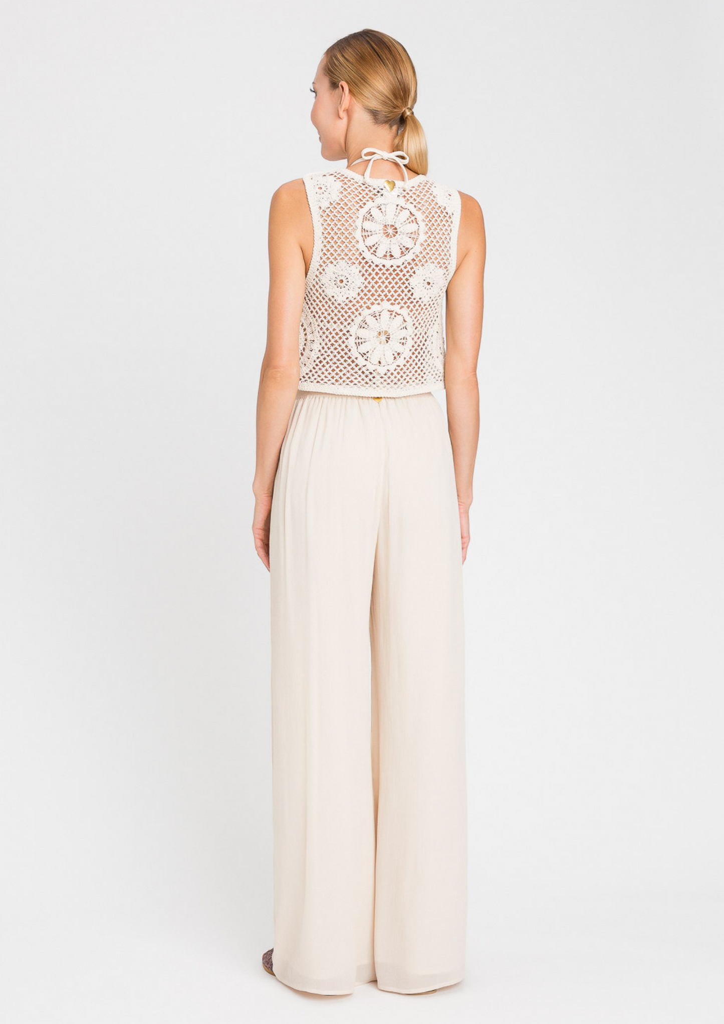 Calça palazzo em creponne Twinset